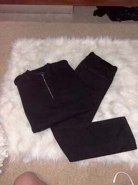 AllSaints Black Quarter Zip Sweatshirt and Cigarette Skinny Jeans Set